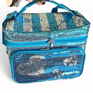 🎅🏻 Sale! Justice Sequin Blue makeup or jewelry organizer sparkly overload